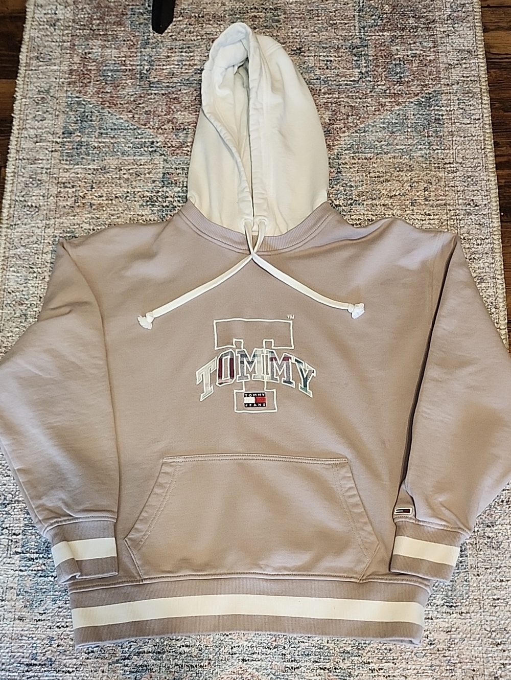 Tommy Hilfiger Two-Tone Beige & Cream Hooded Sweatshirt